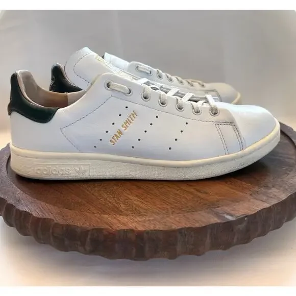 Adidas Stan Smith Classic White Green Leather Sneakers Mens 7.5 HP2201 Lux - Picture 3 of 16